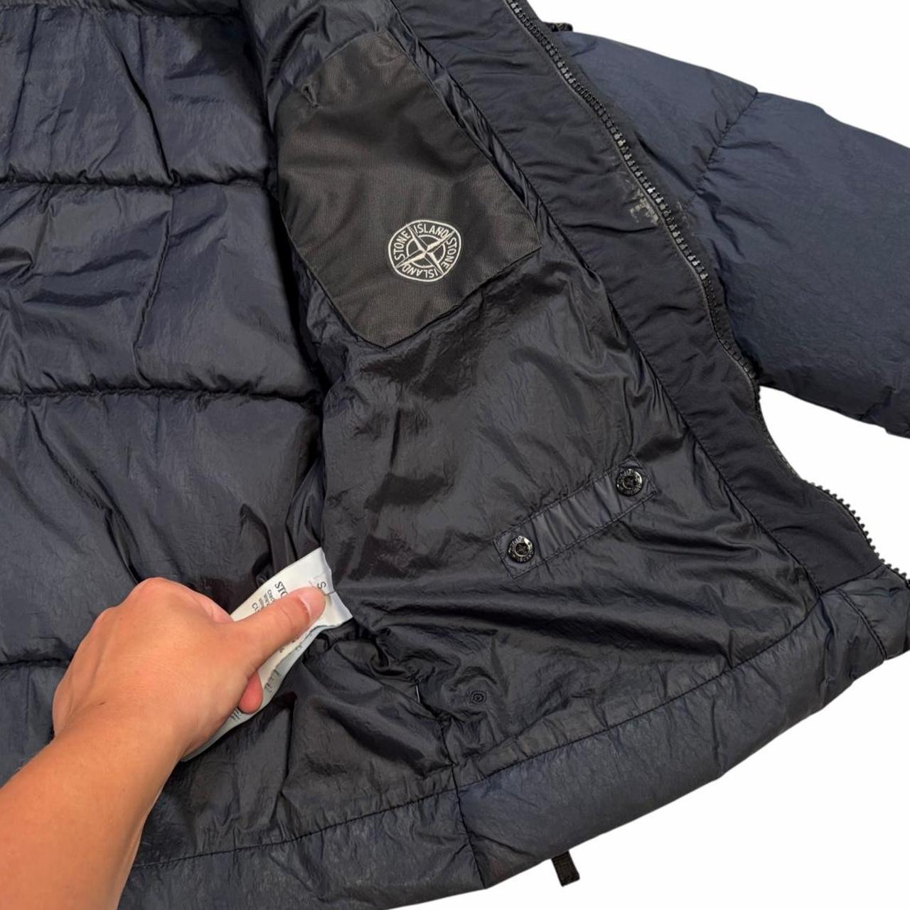 Stone island navy garment dyed crinkle reps NY down puffer jacket (S)