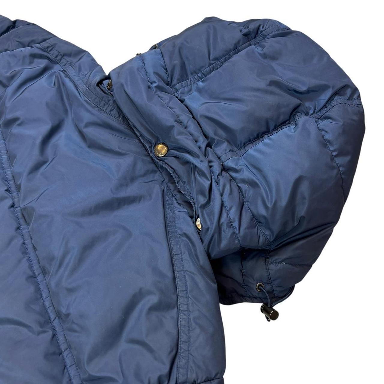 Prada blue triangle logo down puffer jacket (S)