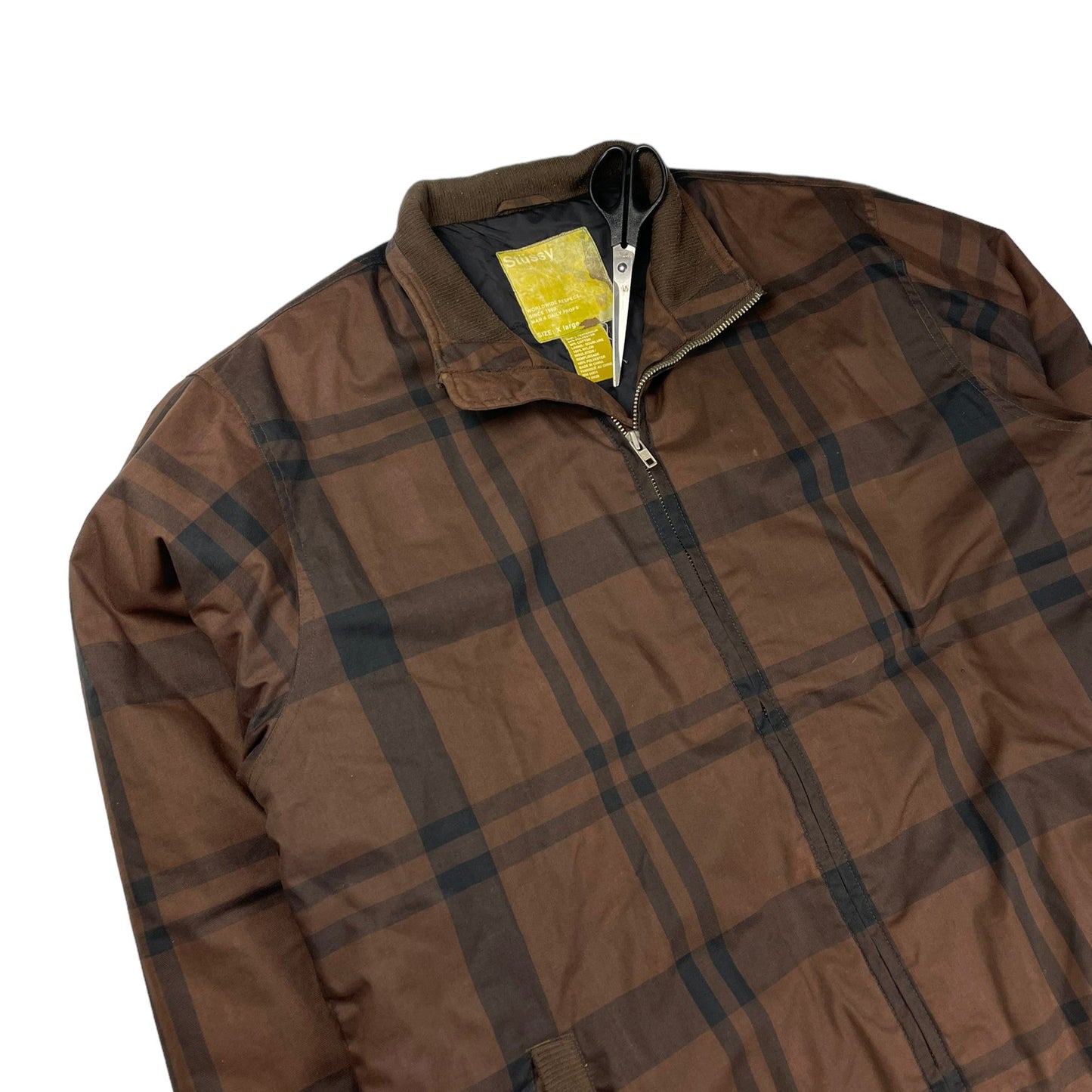 Stussy brown plaid print Thermolite plus jacket